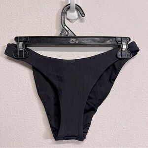 Summerful Black Ribbed High Leg Bikini Bottom Women's M Swimwear Separate Cheeky